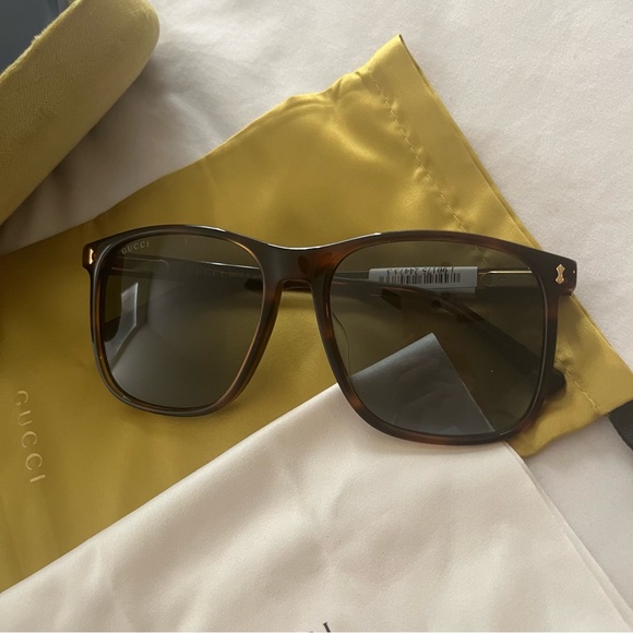 BNWT Gucci Square Large Sunglasses MSRP $435 Havana Brown 57mm - Picture 9 of 12